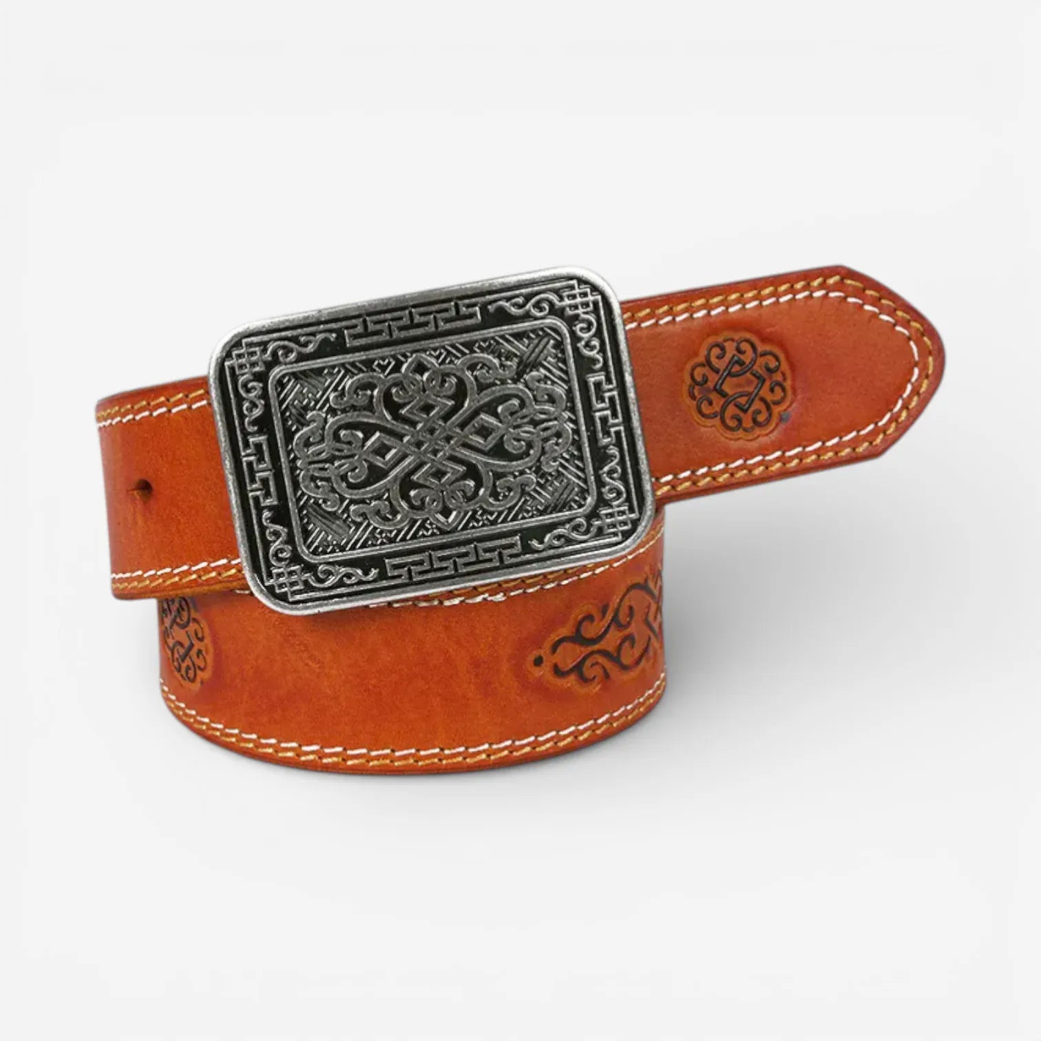 Ceinture luxe homme avec boucle rectangulaire rétro