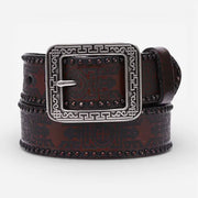 Ceinture pour homme boucle gravée cuir robuste style vintage