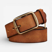 Ceinture marron homme avec boucle laiton vieilli