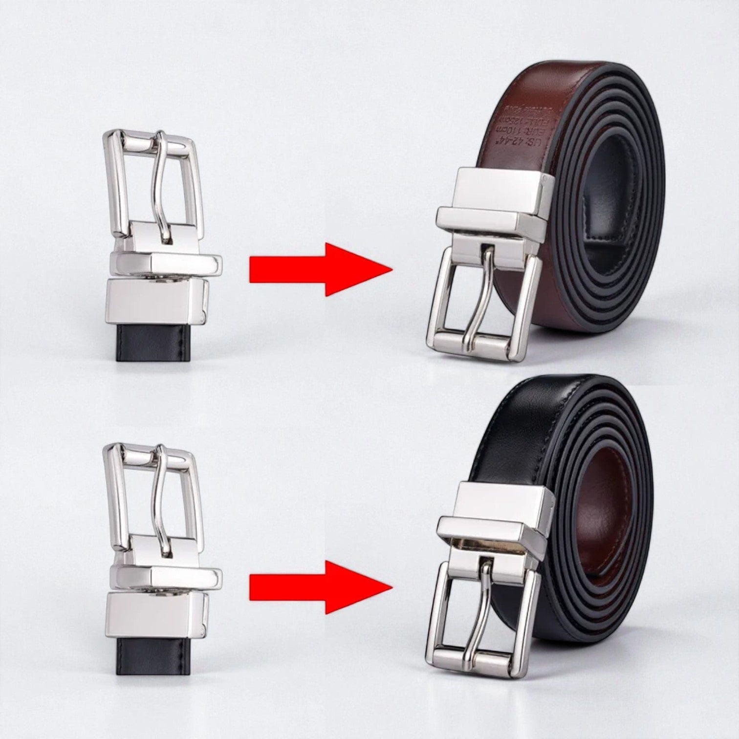 Ceinture réversible homme 2-en-1 avec surface lustrée en cuir