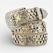 Ceinture tête de mort femme avec strass brillants et design audacieux
