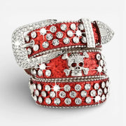 Ceinture tête de mort femme avec strass brillants et design audacieux