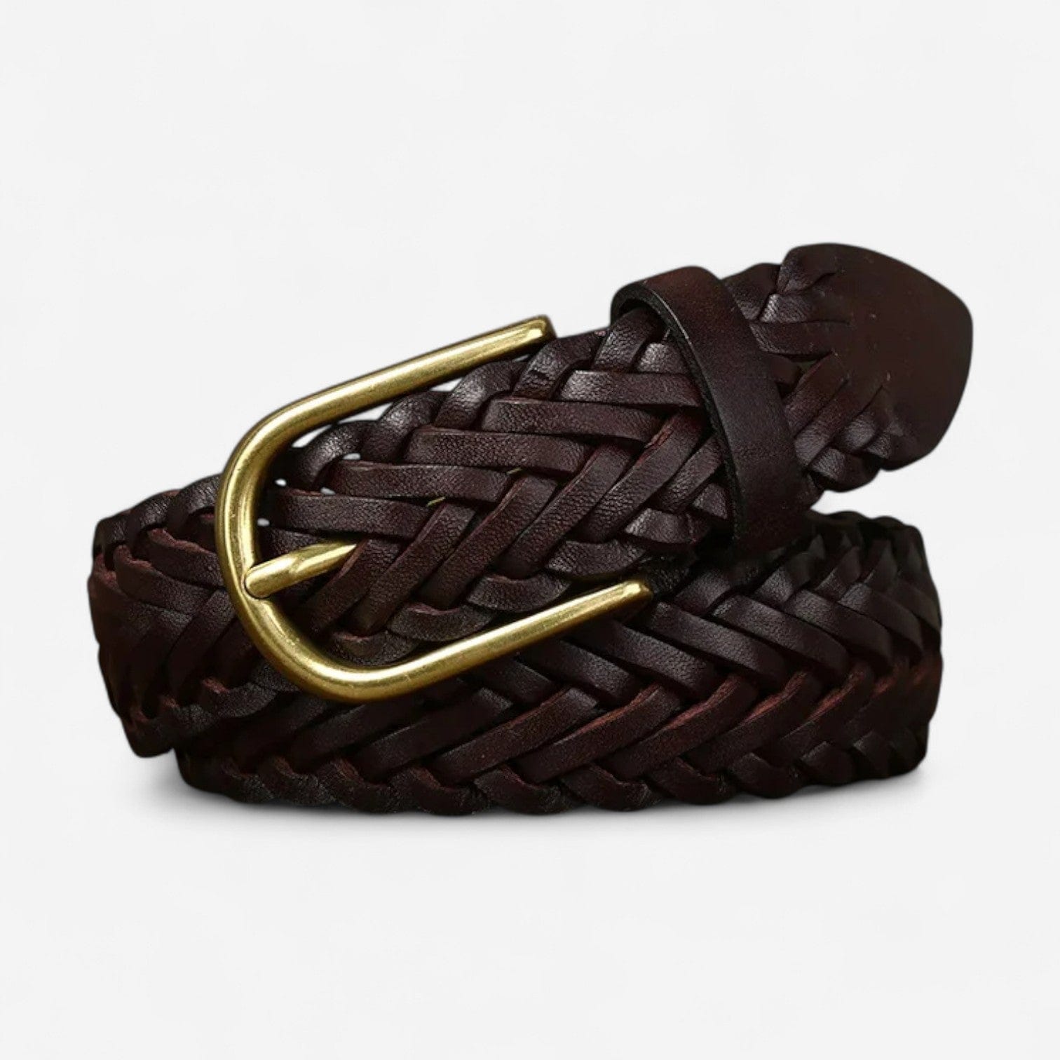 Ceinture tressée cuir souple et ajustement sans trou