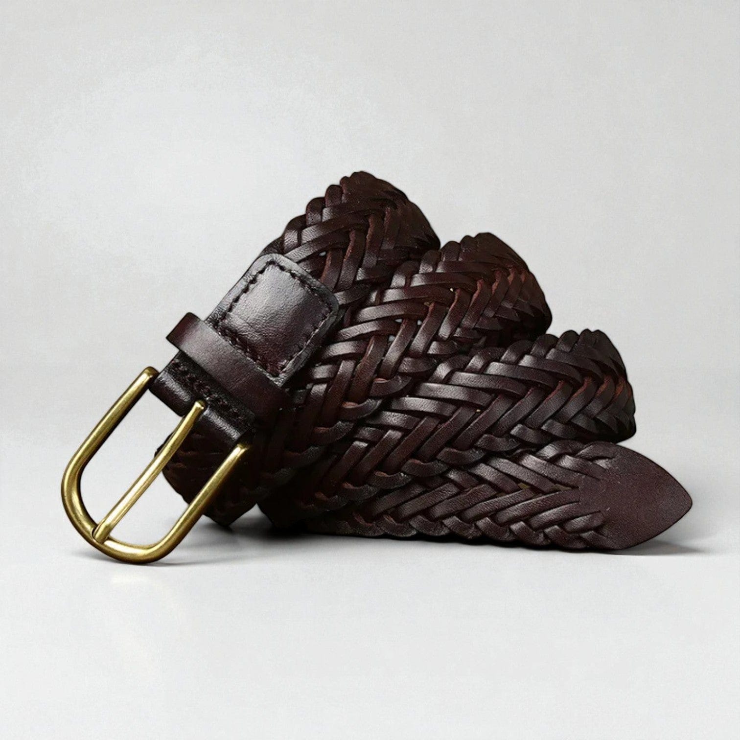 Ceinture tressée cuir souple et ajustement sans trou