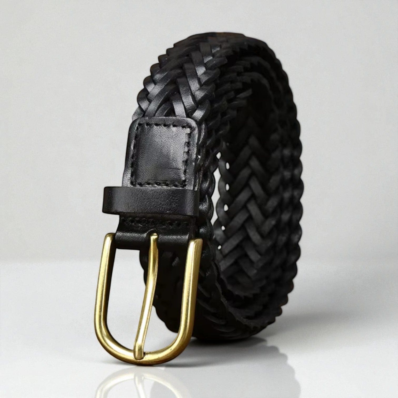 Ceinture tressée cuir souple et ajustement sans trou