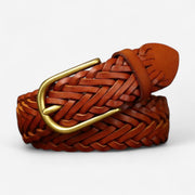 Ceinture tressée cuir souple et ajustement sans trou