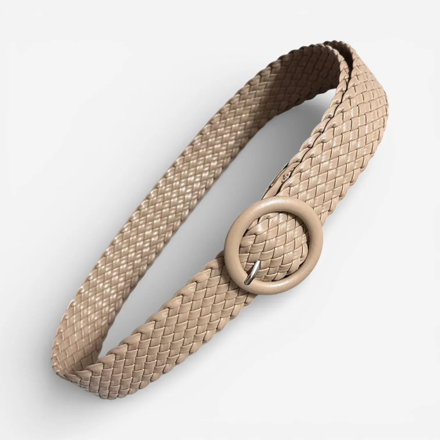 Ceinture tressée femme avec boucle ronde design chic
