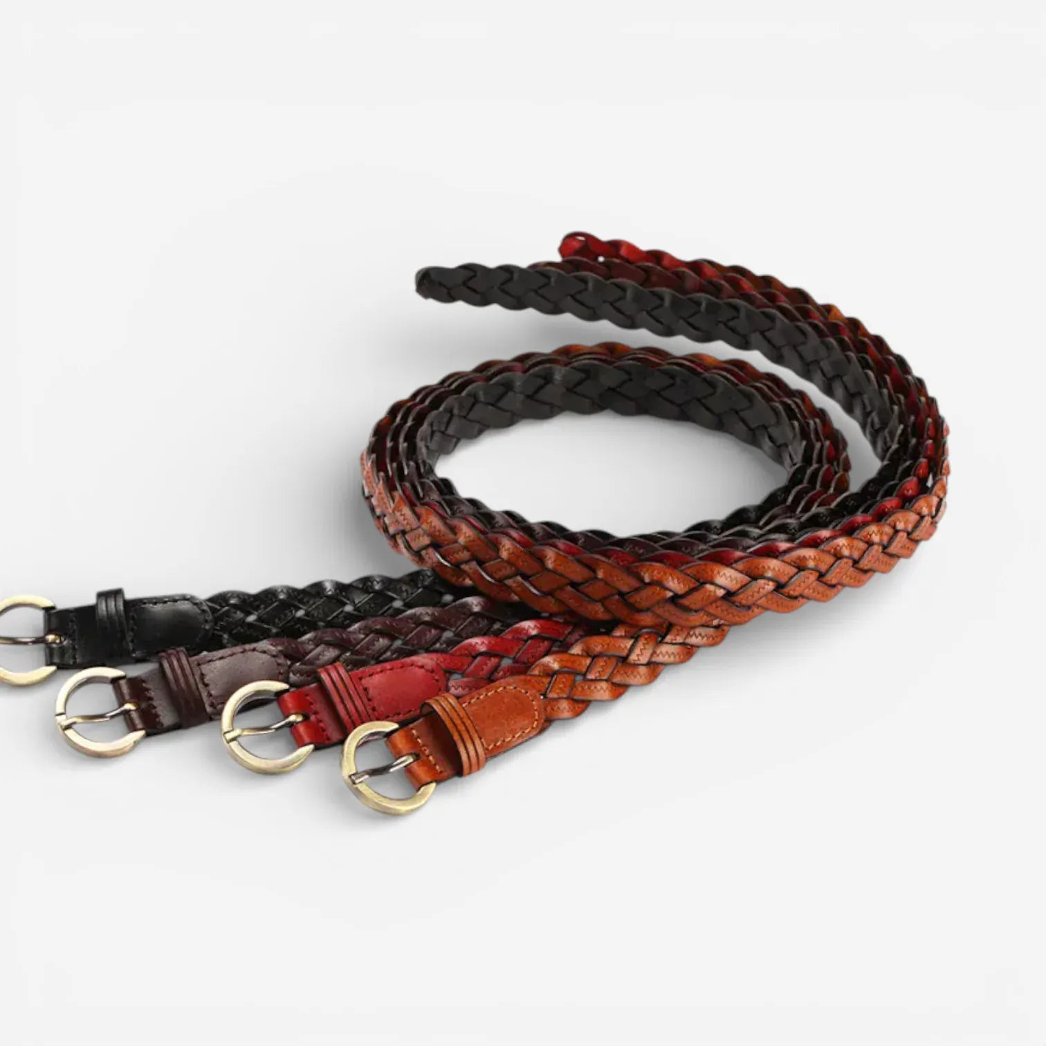 Ceinture tressée femme tricot souple avec boucle dorée