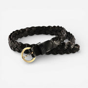 Ceinture tressée femme tricot souple avec boucle dorée