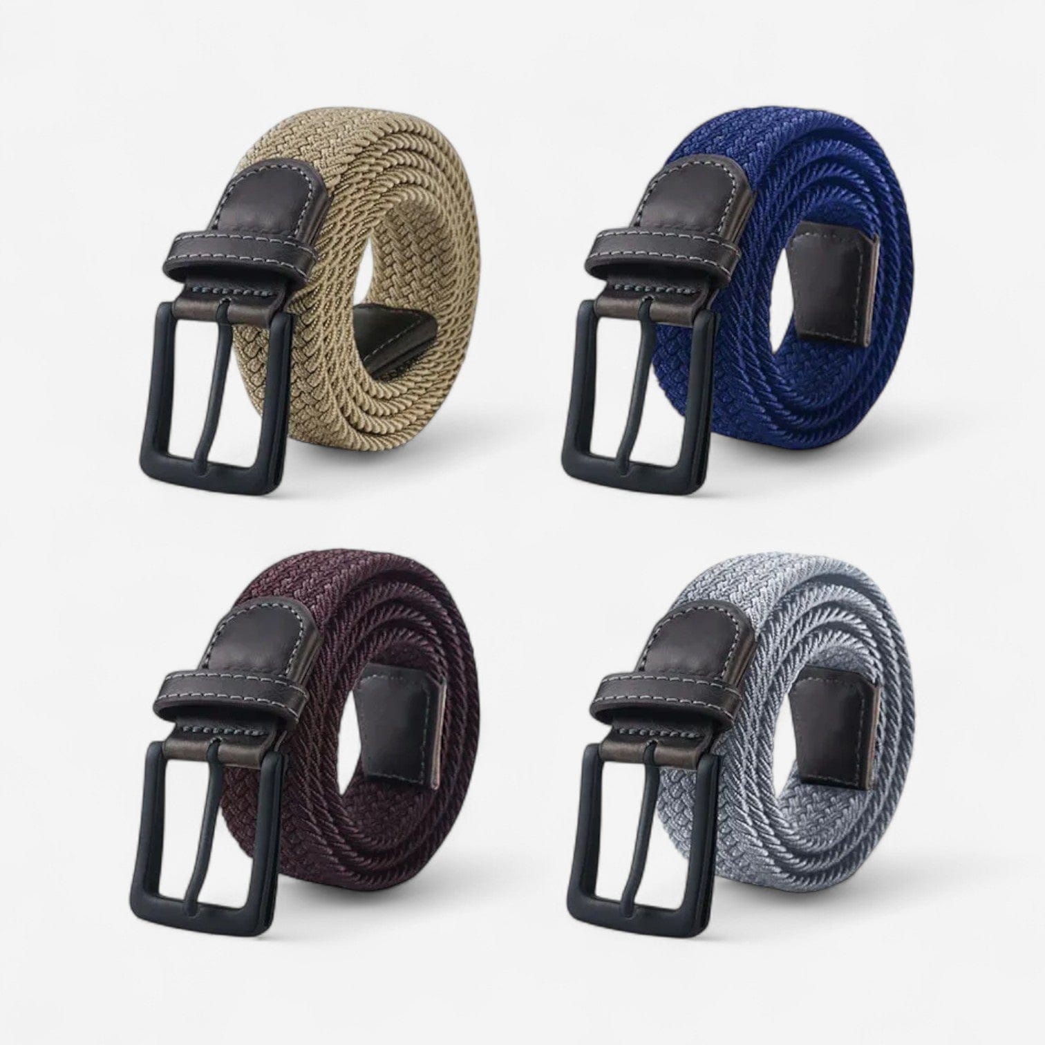 Ceinture tressée homme boucle noire et design raffiné