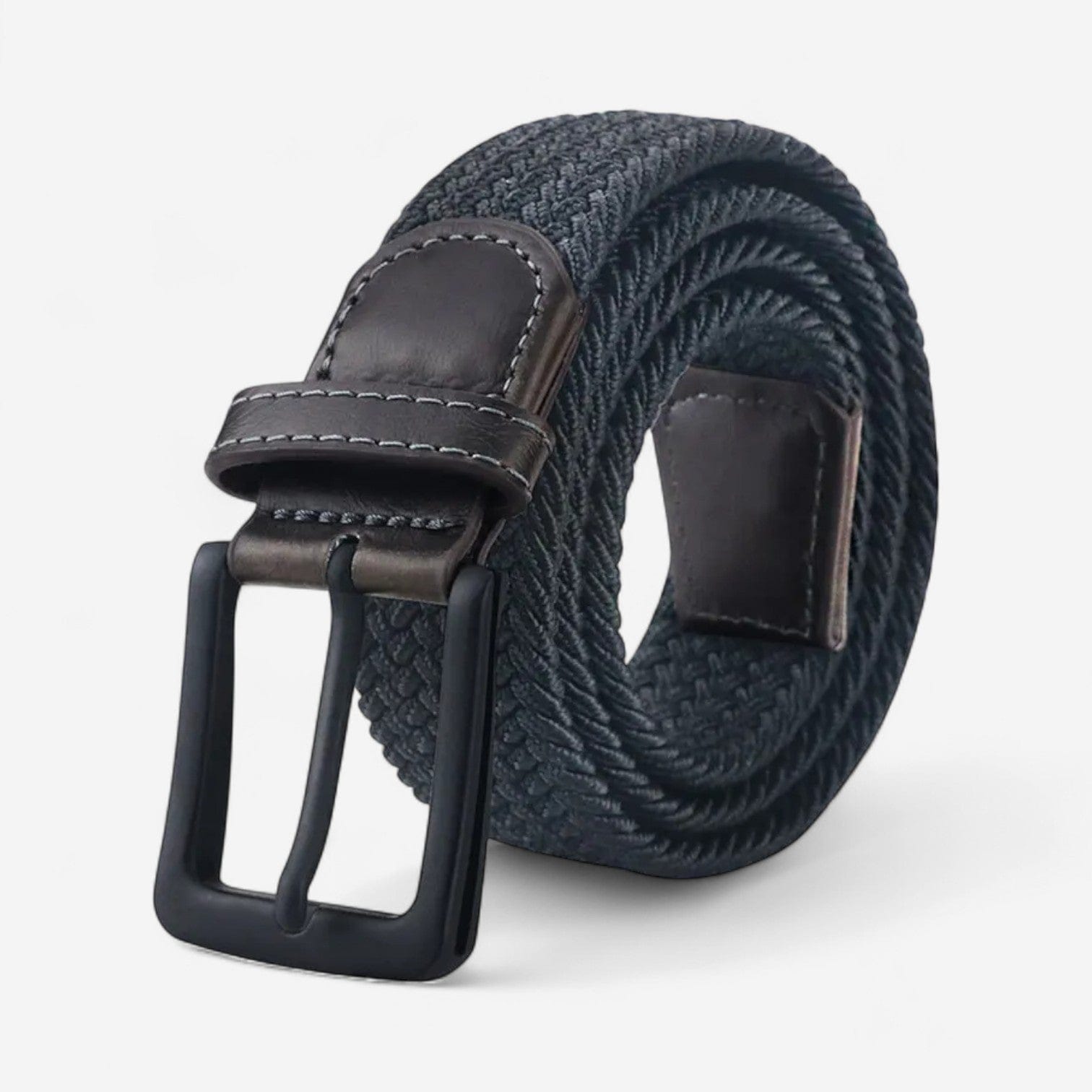 Ceinture tressée homme boucle noire et design raffiné