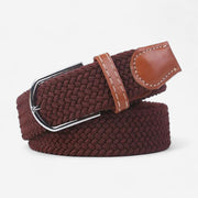 Ceinture tressée avec boucle argentée et finition cousue à la main