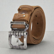 Ceinture cuir vintage homme boucle double ardillon