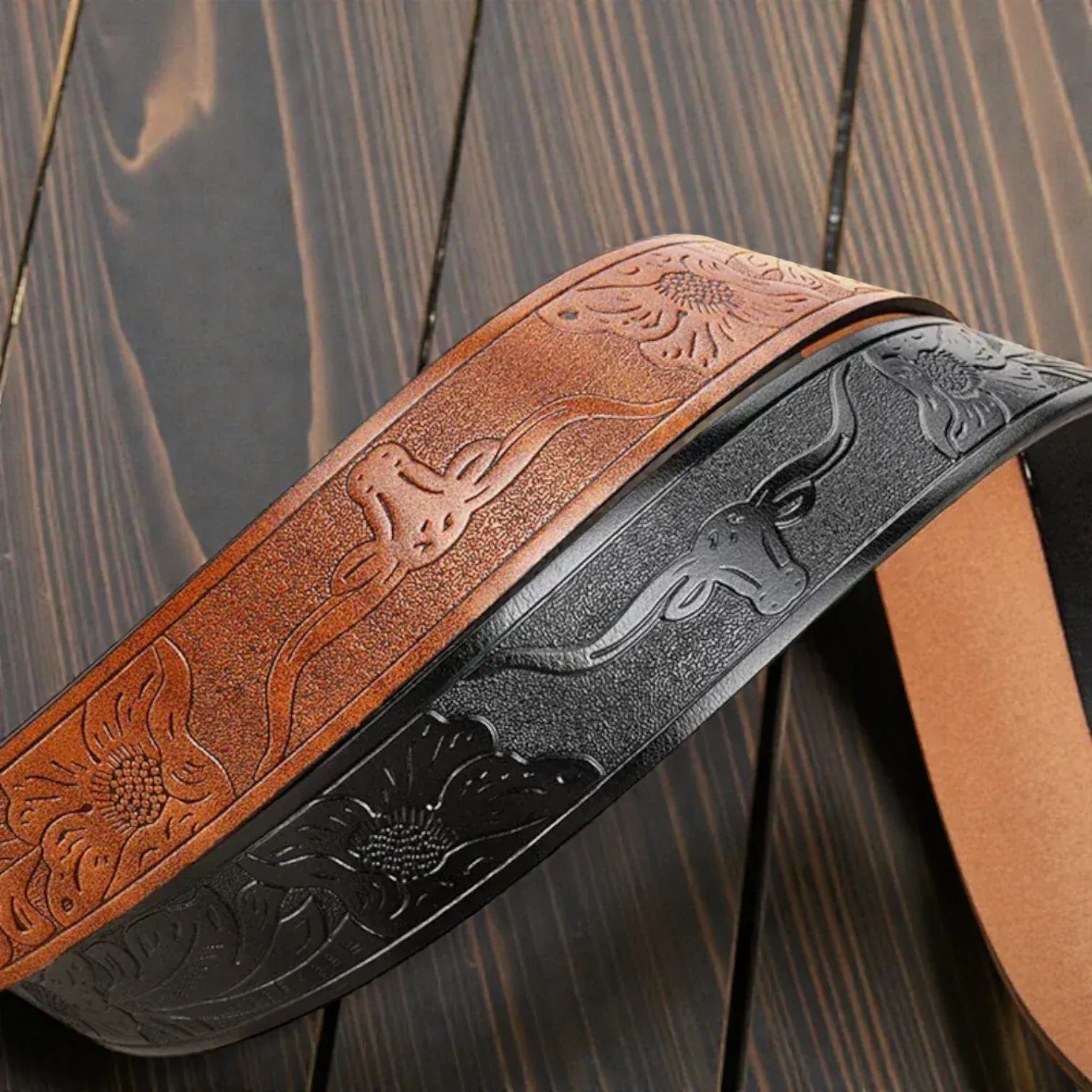Ceinture Western avec boucle en métal et lanière texturée