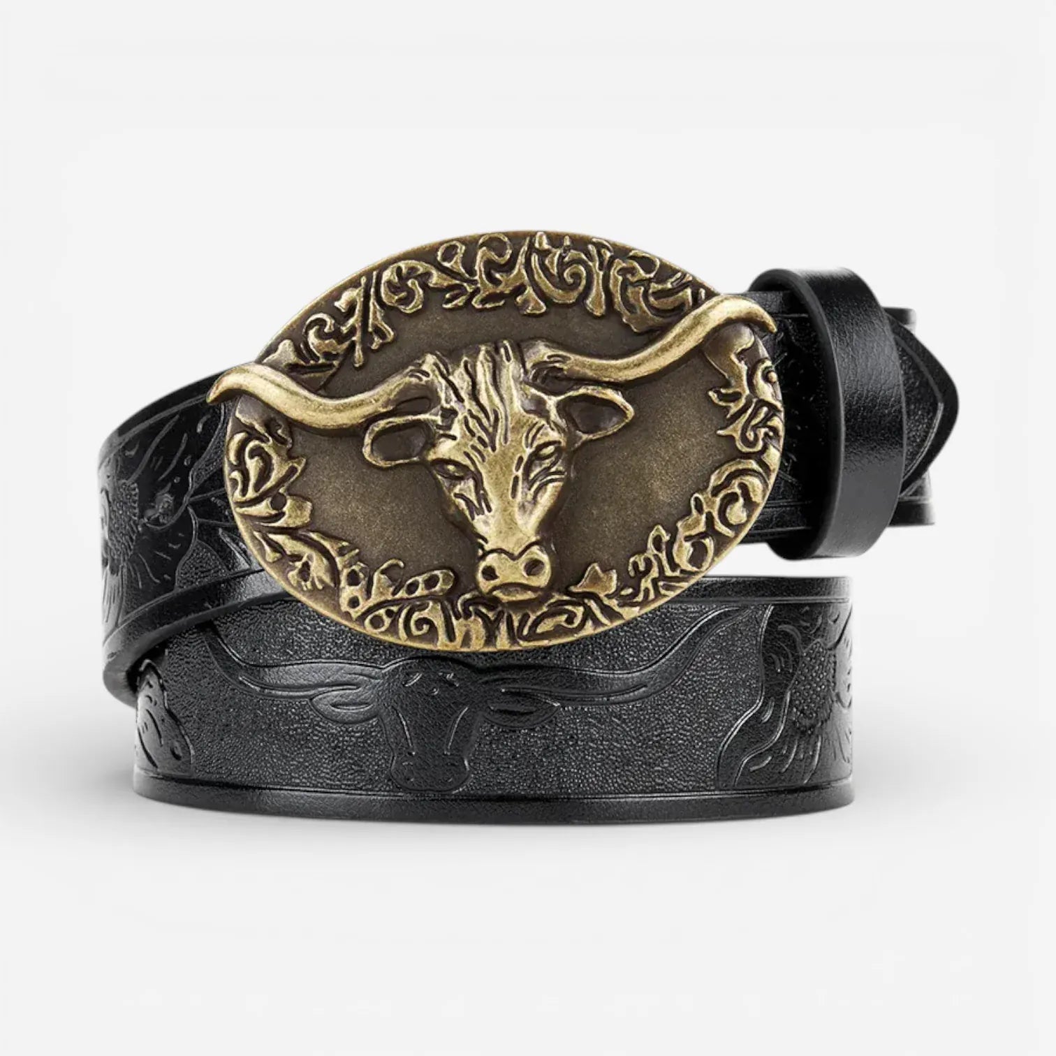 Ceinture Western avec boucle en métal et lanière texturée