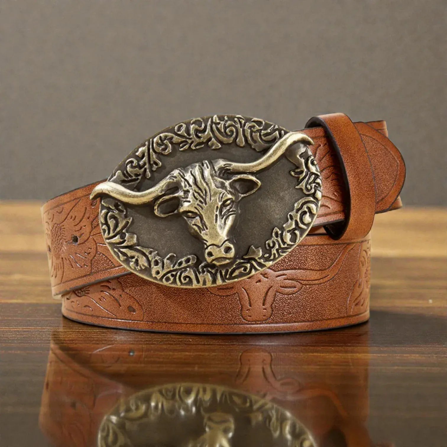 Ceinture Western avec boucle en métal et lanière texturée
