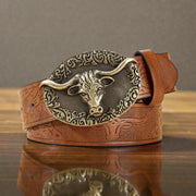 Ceinture Western avec boucle en métal et lanière texturée