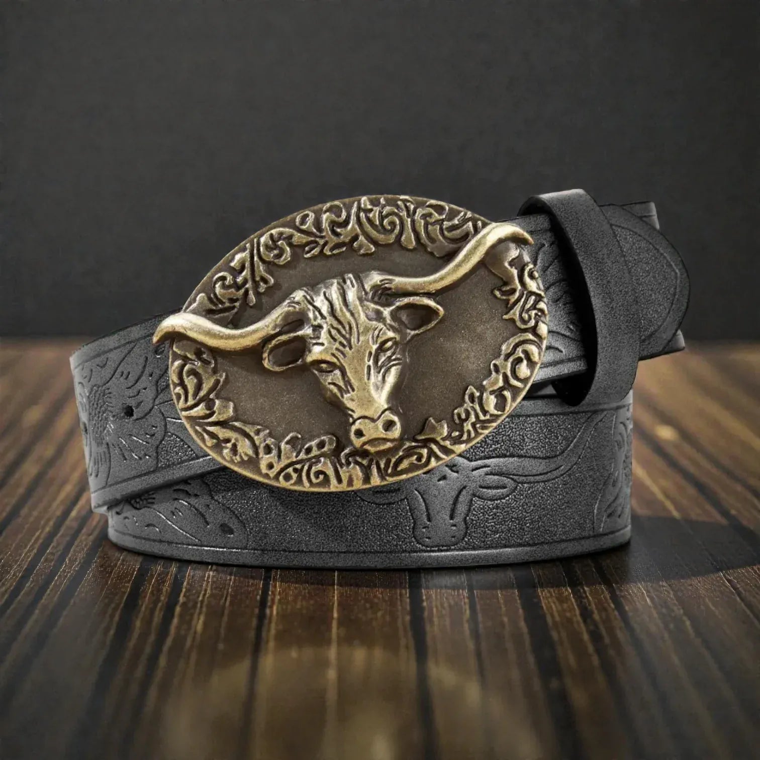 Ceinture Western avec boucle en métal et lanière texturée