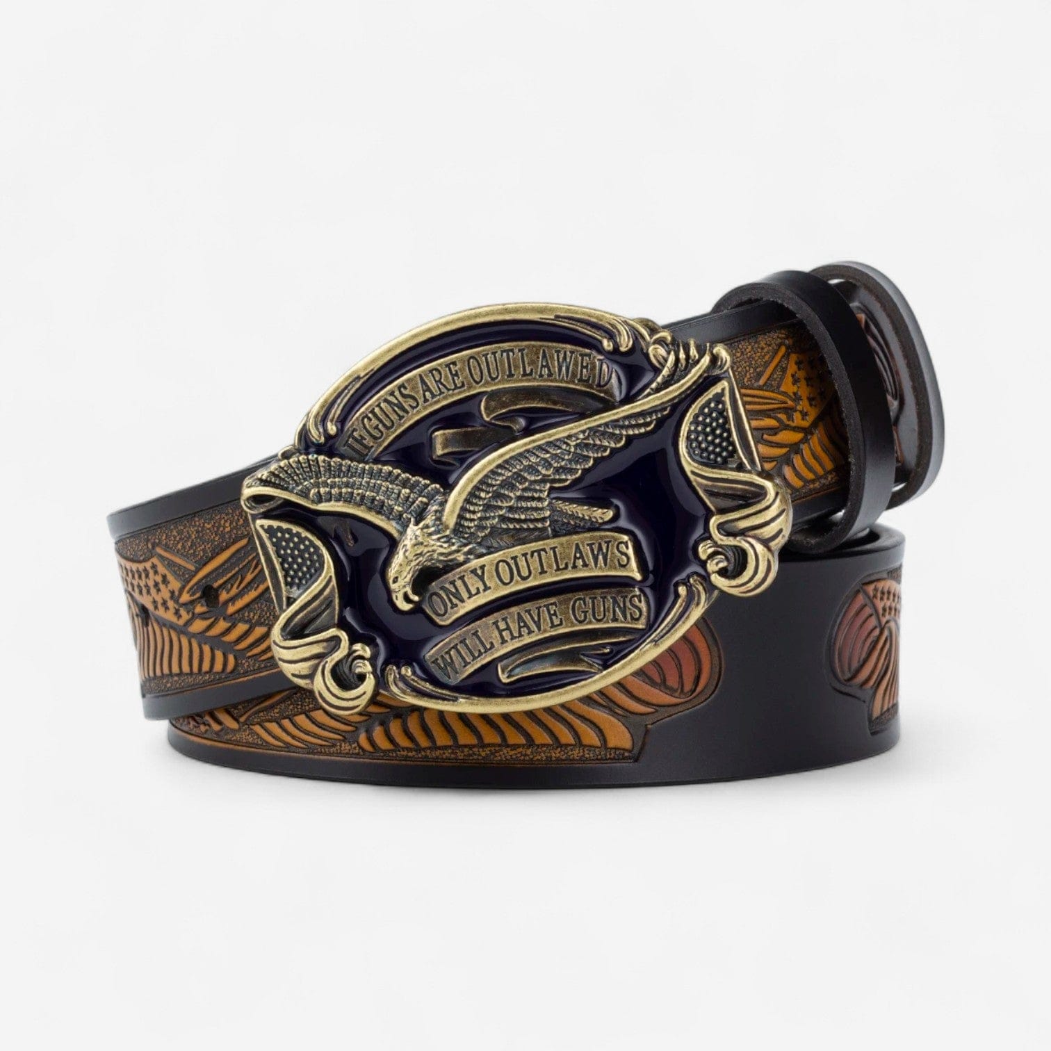 Ceinture Western en cuir avec boucle ornée d'aigle