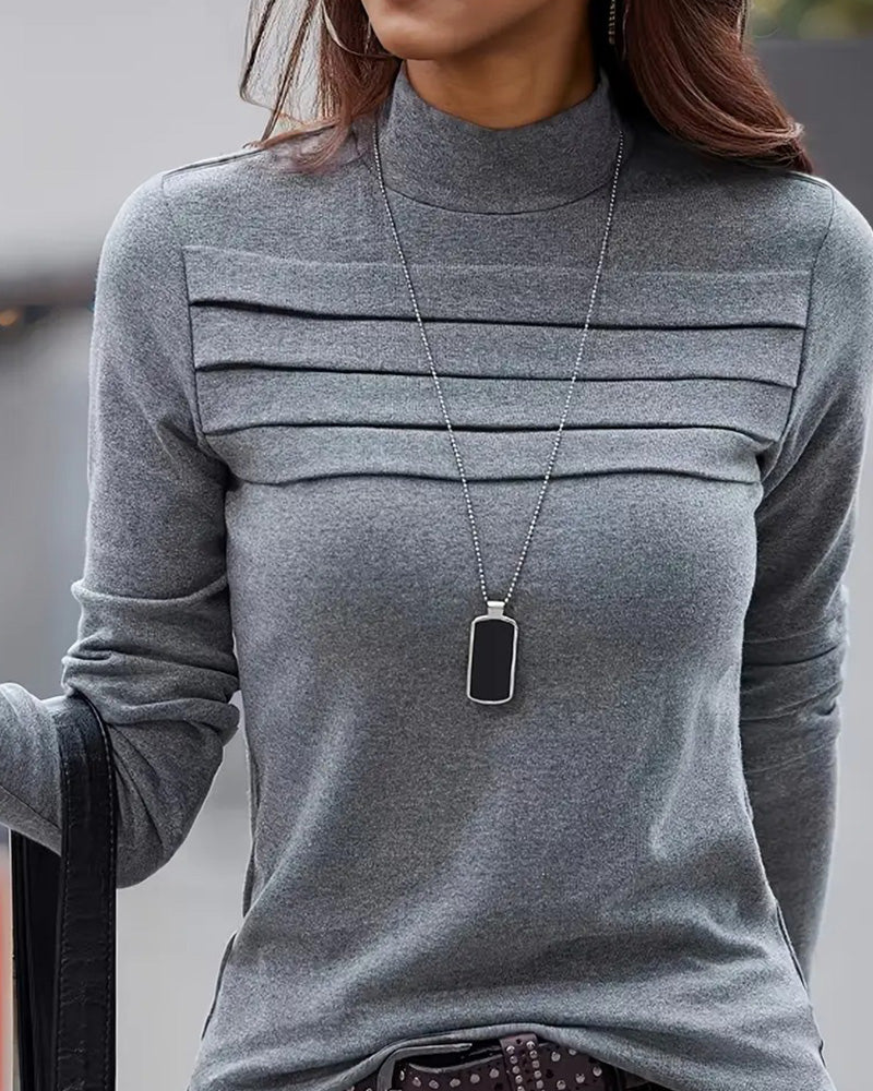 Haut slim fit plissé manches longues - Gris
