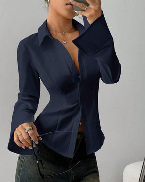 Chemise élégante slim-fit pour femme - Bleu marine