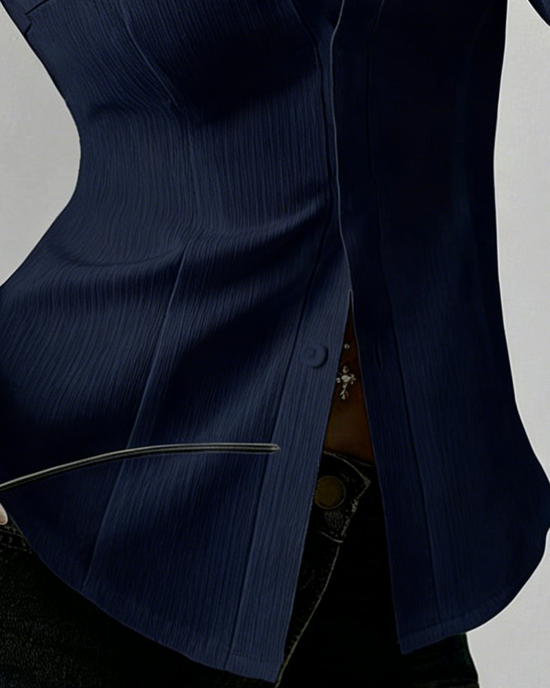Chemise élégante slim-fit pour femme - Bleu marine