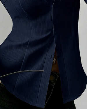 Chemise élégante slim-fit pour femme - Bleu marine