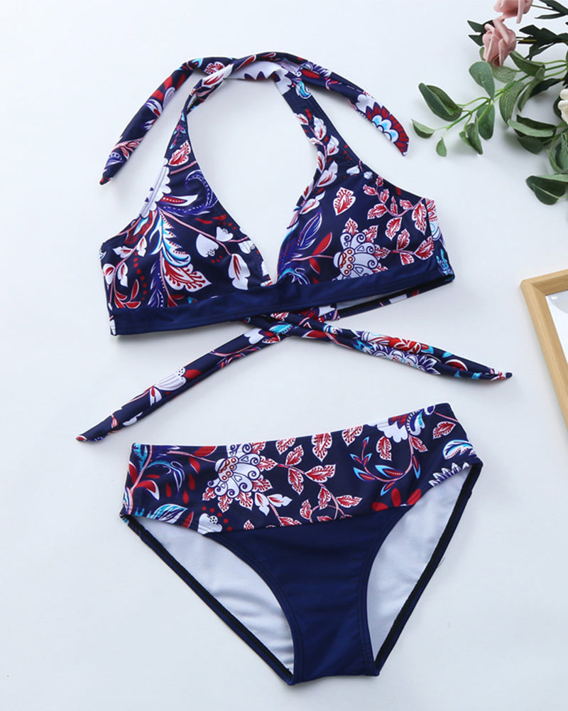 Bikini à motif fleuri - Blanc