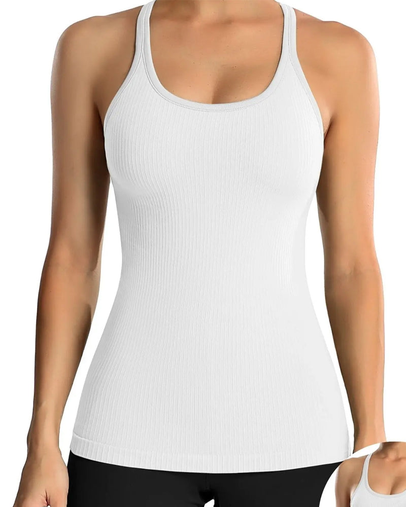 Débardeur avec soutien-gorge intégré et dos nageur - Rose