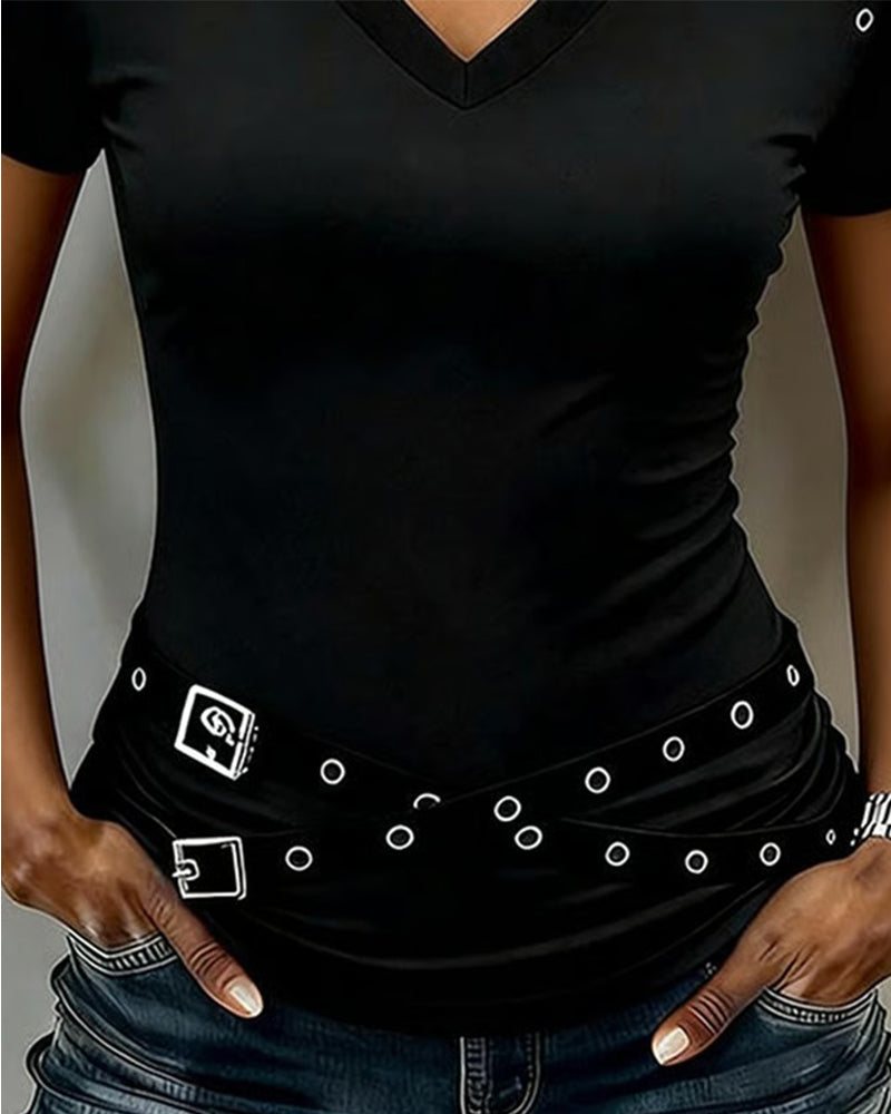 T-shirt sangle croisée évidé coupe slim - Noir