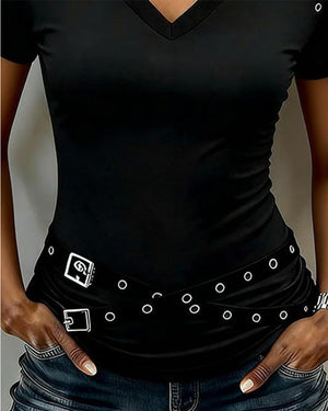 T-shirt sangle croisée évidé coupe slim - Noir