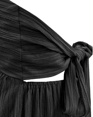 Robe unie col américain - Noir