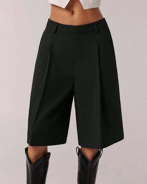 Ensemble blazer et bermuda à jambe droite - Noir