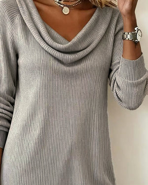 Robe droite à manches longues et col montant - Gris