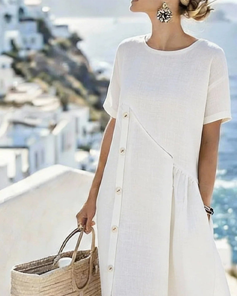 Robe décontractée boutonnée - Bleu Clair