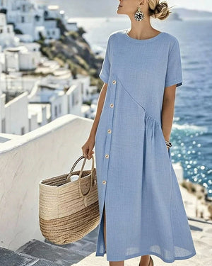 Robe décontractée boutonnée - Bleu Clair