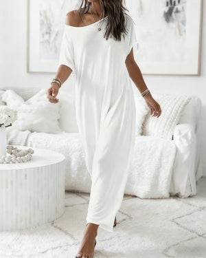 Robe unie longue décontractée - Gris