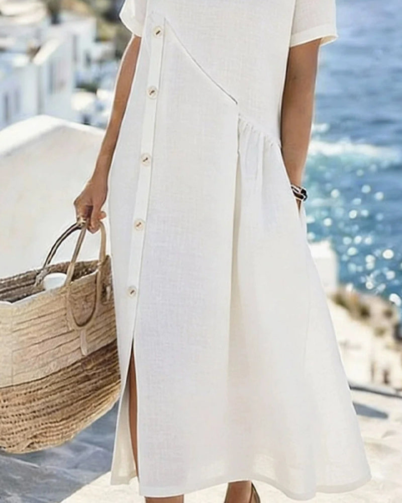 Robe décontractée boutonnée - Bleu Clair