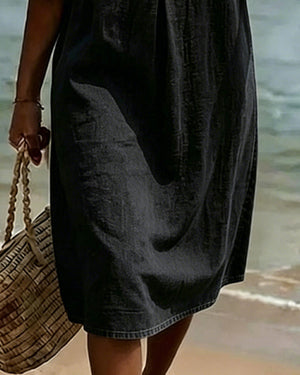 Robe en jean à manches volantées - Bleu