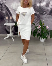 Robe imprimée cintrée fendue