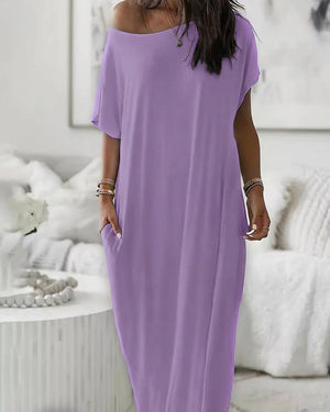 Robe unie longue décontractée - Blanc