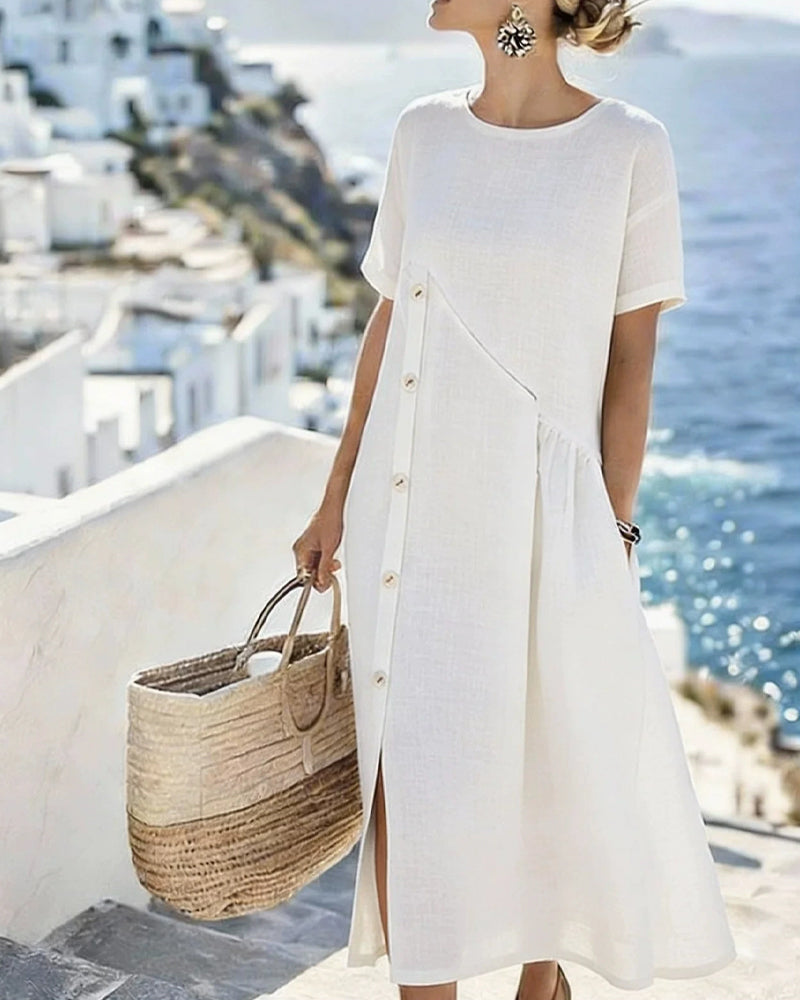 Robe décontractée boutonnée - Bleu Clair