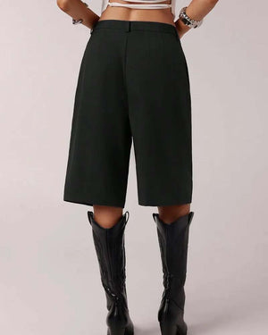 Ensemble blazer et bermuda à jambe droite - Noir