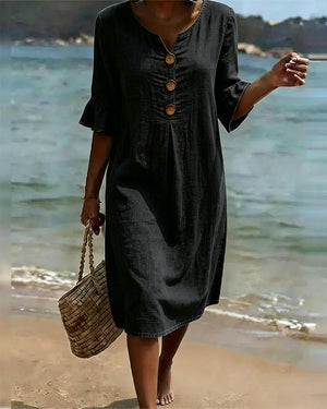 Robe en jean à manches volantées - Bleu