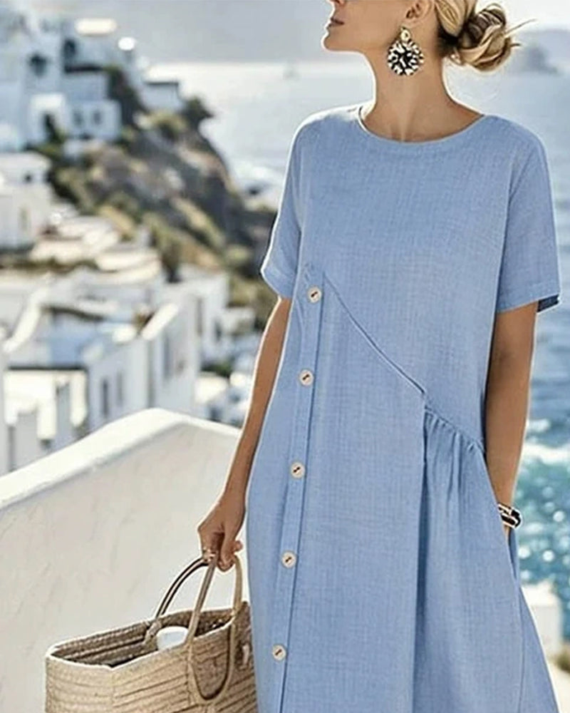 Robe décontractée boutonnée - Bleu Clair
