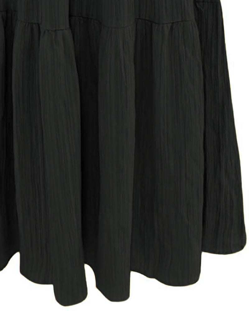 Robe unie col américain - Noir