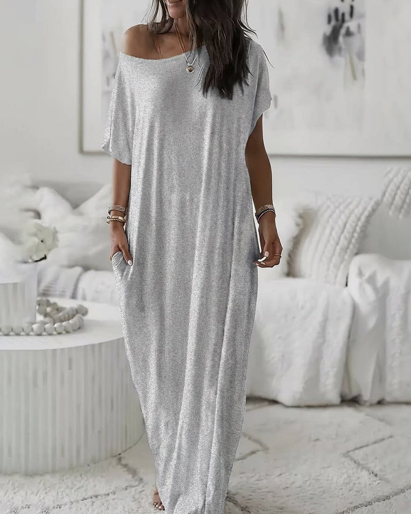 Robe unie longue décontractée - Blanc