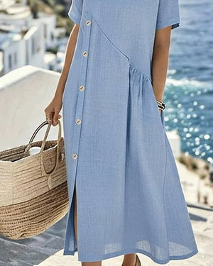 Robe décontractée boutonnée - Bleu Clair