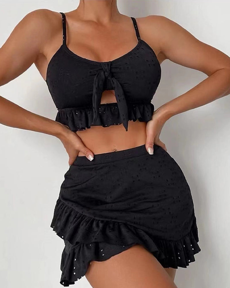 Ensemble bikini trois pièces avec robe - Blanc