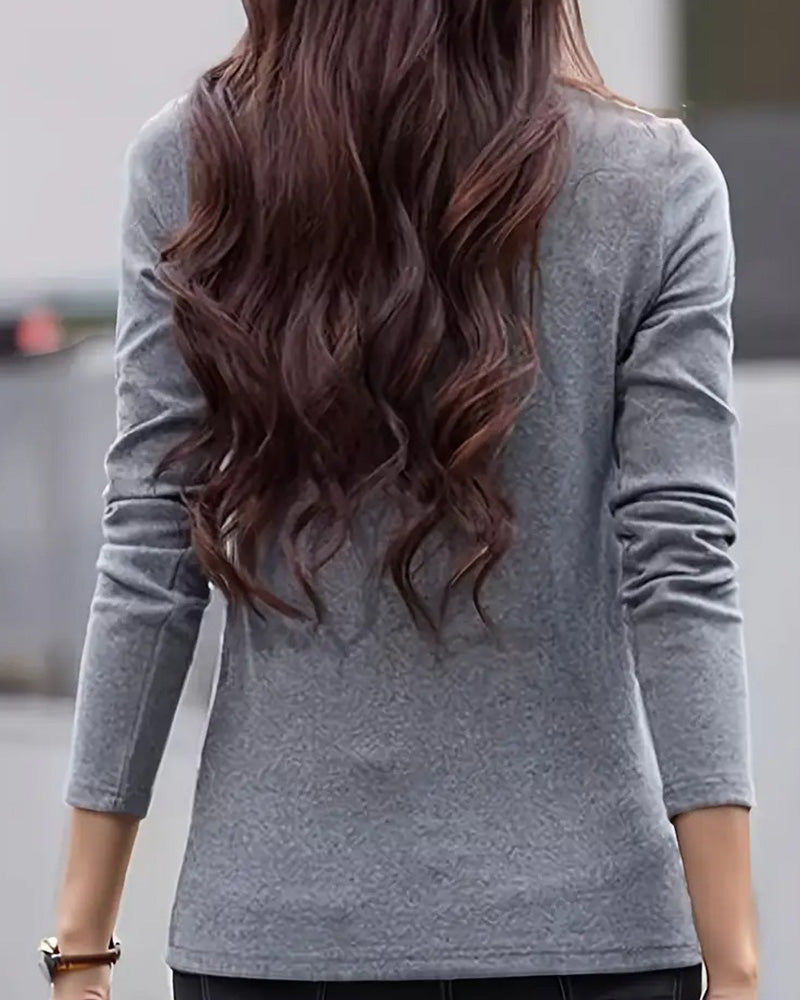 Haut slim fit plissé manches longues - Gris